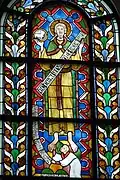 Johannes der Täufer mit dem Lamm Gottes, darunter eine Stifterfigur