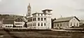 Italienische Villa und Turnhalle, um 1900