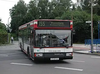 Neoplan Niederflur-Linienbus N 4014 NF der zweiten Serie bei den Kölner Verkehrs-Betrieben, Baujahr&nbsp;1992