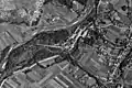 Luftbild der ehemaligen KAPAG von 1953 mit dem Werksbahnhof im Westen und dem Anschlussgleis von Südosten aus