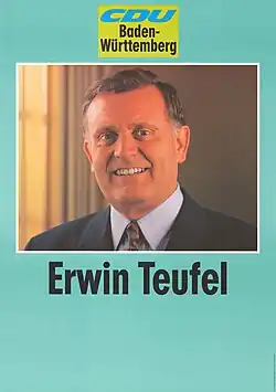 Erwin Teufel (22.&nbsp;Januar 1991 bis 29.&nbsp;April 2005)