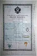 k. u. k. österreichischer Reisepass Nr.&nbsp;118 aus dem Jahr 1871 für das Ausland (Böhmen–deutsche Staaten)