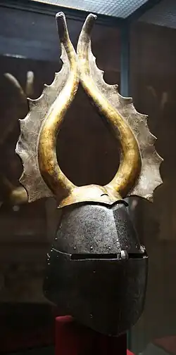 Albert von Pranckhs Kübelhelm, 14.&nbsp;Jh. (Kunsthistorisches Museum in Wien, Österreich)