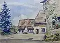Waschhaus um 1950. Aquarell von der Besucherin Eberhardt aus Deutschland