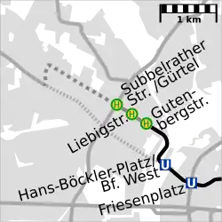 Tunnel vom Friesenplatz zur Gutenbergstraße