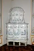 Kachelofen von Peter Gnehm aus Bern, Gerechtigkeitsgasse 81, heute im Schloss Jegenstorf, datiert 1768