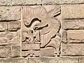 Ein deutscher Adler bedrängt einen römischen Adler. (Symbol der endenden Römerzeit)