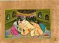 Darstellung im Kamasutra: Ein Mann mit zwei Frauen