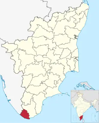 Positionskarte des Distrikts Kanyakumari