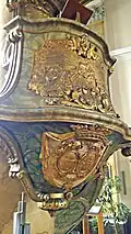 Kanzelkorb mit Wappen