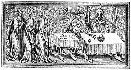 Karl IV. beim Krönungsmahl