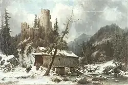 Burgruine im Schnee