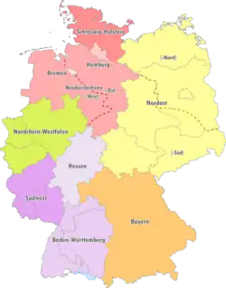 Geografische Einteilung der Oberligen zur Saison 2008/09