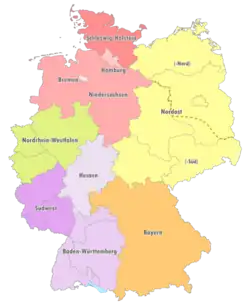 Geografische Einteilung der Oberligen zur Saison 2011/12