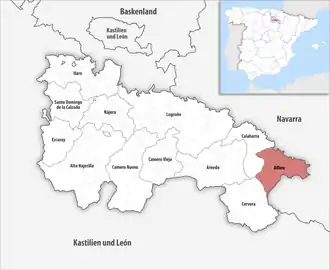 Die Lage der Comarca Alfaro in der autonomen Gemeinschaft La Rioja
