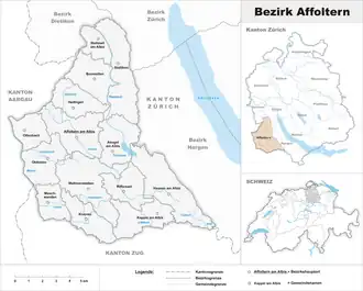 Karte von Bezirk Affoltern