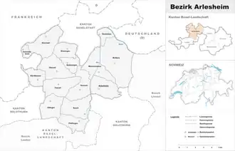Karte von Bezirk Arlesheim