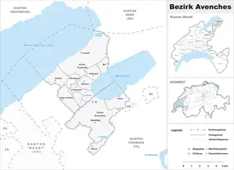 Karte von Bezirk Avenches
