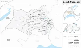 Karte von Bezirk Cossonay