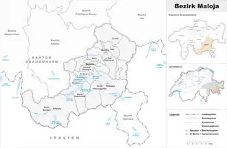 Karte von Bezirk Maloja Distretto di Maloggia