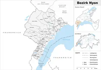 Karte von Bezirk Nyon