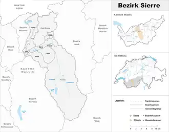 Karte von Bezirk Siders frz. District de Sierre