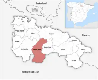 Die Lage der Comarca Camero Nuevo in der autonomen&nbsp;Gemeinschaft&nbsp;La&nbsp;Rioja