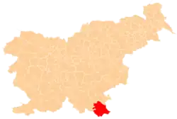 Karte von Slowenien, Position von Črnomelj hervorgehoben