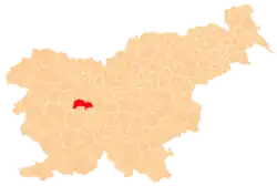 Karte von Slowenien, Position von Polhov Gradec hervorgehoben