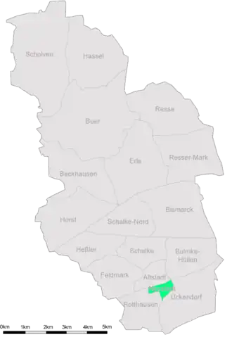 Die Lage der Neustadt in Gelsenkirchen