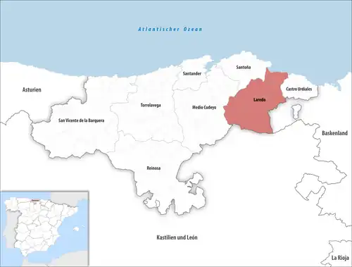 Die Lage des Gerichtsbezirk Laredo in der autonomen Gemeinschaft Kantabrien