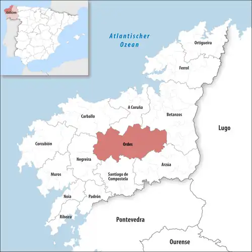 Die Lage des Gerichtsbezirk Ordes in der Provinz&nbsp;A Coruña