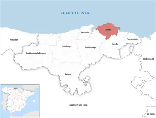Die Lage des Gerichtsbezirk Santoña in der autonomen Gemeinschaft Kantabrien