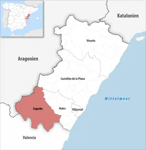 Die Lage des Gerichtsbezirk Segorbe in der Provinz&nbsp;Castellón