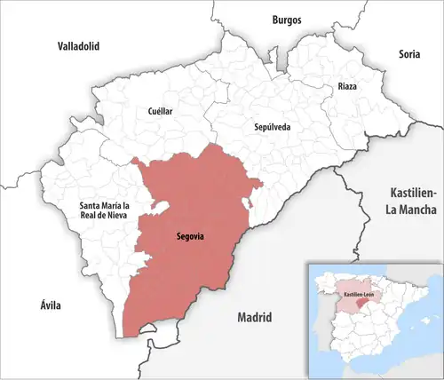 Die Lage des Gerichtsbezirk Segovia in der Provinz Segovia