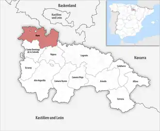 Die Lage der Comarca Haro in der autonomen Gemeinschaft La Rioja