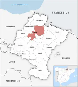 Die Lage der Comarca Ibarrak in der autonomen&nbsp;Gemeinschaft&nbsp;Navarra