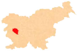 Karte von Slowenien, Position von Idrija hervorgehoben