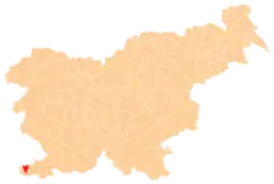 Karte von Slowenien, Position von Izola hervorgehoben