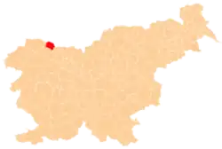 Karte von Slowenien, Position von Jesenice hervorgehoben