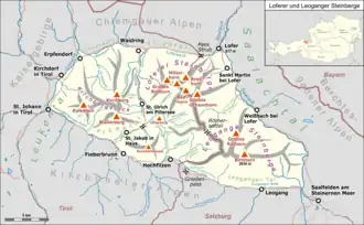 Übersichtskarte der Steinberge in den Ostalpen