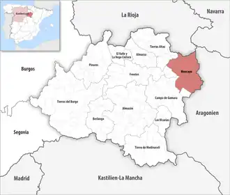 Die Lage der Comarca Moncayo in der Provinz Soria