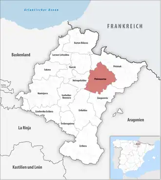 Die Lage der Comarca Pirinioaurrea in der autonomen&nbsp;Gemeinschaft&nbsp;Navarra