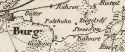 Karte mit Erwähnung der Ortschaft Polzhuhn.