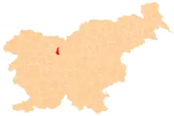 Karte von Slowenien, Position von Šenčur hervorgehoben