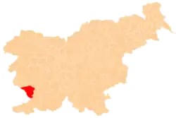 Karte von Slowenien, Position von Sežana hervorgehoben