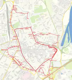 Karte der alten Speyerer Stadtbefestigung, eingetragen in einen modernen Stadtplan
