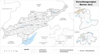 Karte von Verwaltungsregion Berner Jura