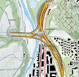 Übersichtskarte Verzweigung Zürich-Süd