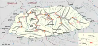 Übersichtskarte der Villgratner Berge